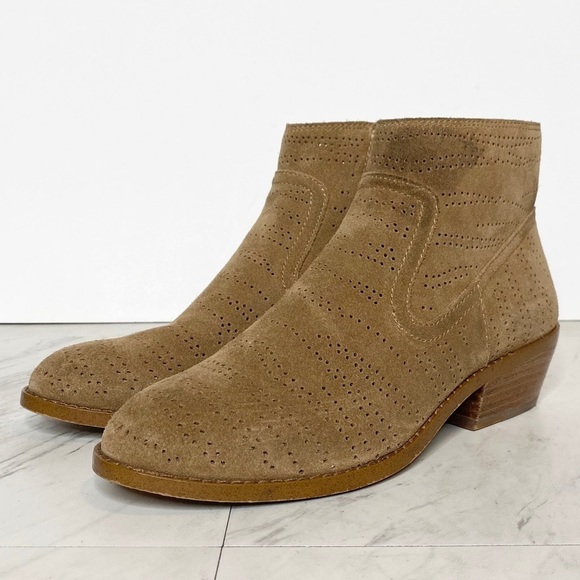 1. State Perforated Suede Tan Bootie 6M - Picture 1 of 13